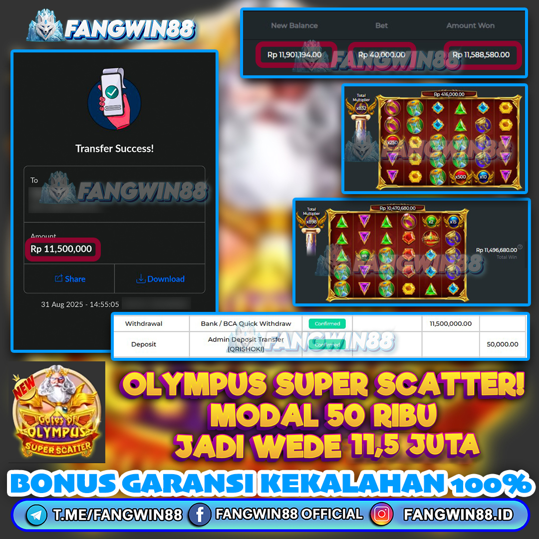 FANGWIN88 JACKPOT SLOT GATES OF OLYMPUS SUPER SCATTER RP 11.500.000 ID : MAD***