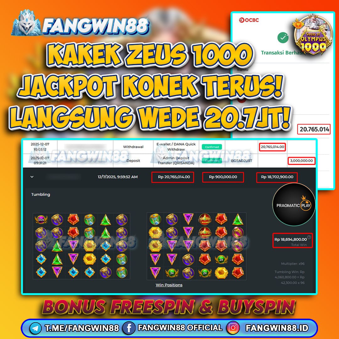 FANGWIN88 JACKPOT SLOT GATES OF OLYMPUS 1000 RP 20.765.014 ID : BAST***