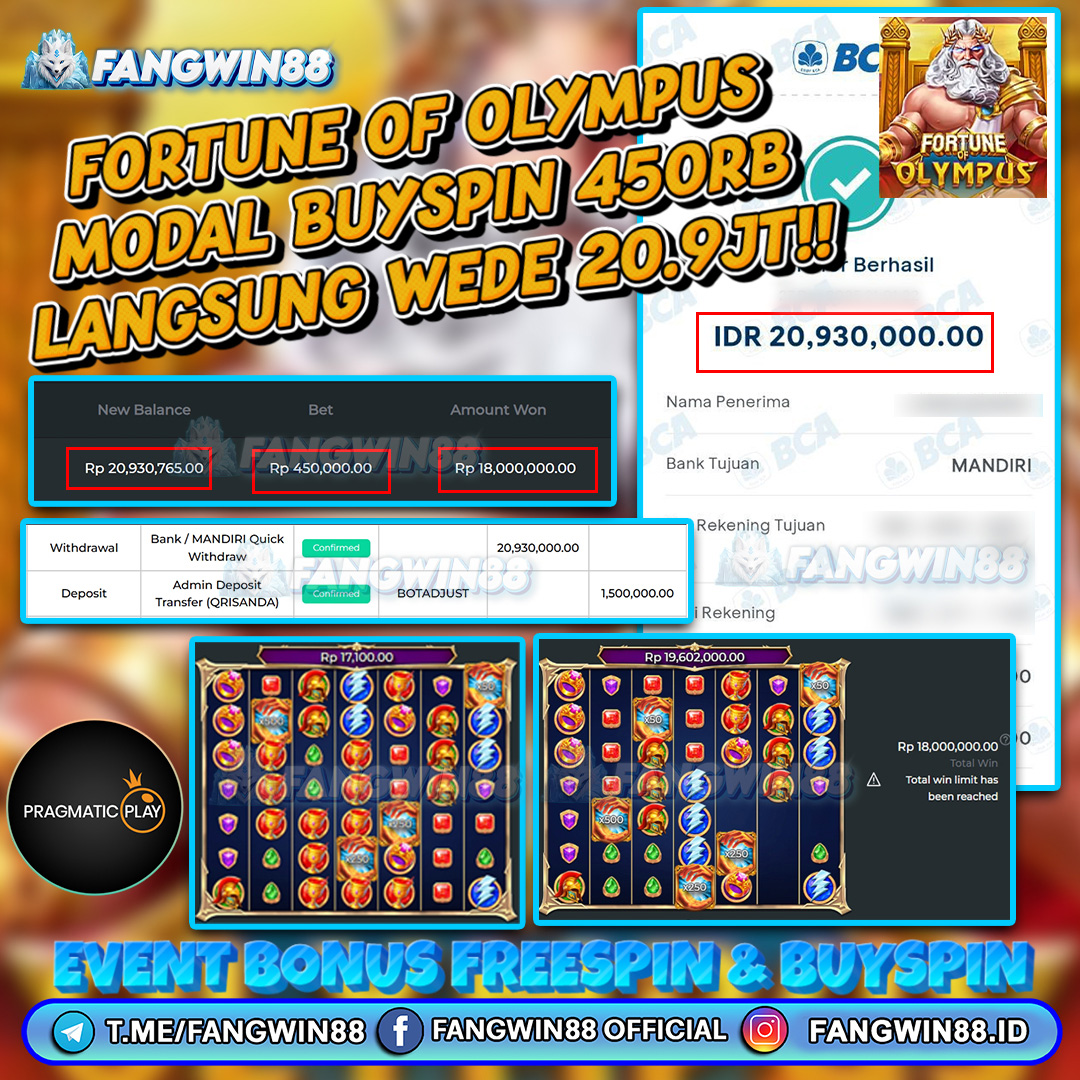 FANGWIN88 JACKPOT SLOT FORTUNE OF OLYMPUS RP 20.930.000 ID : MIL***