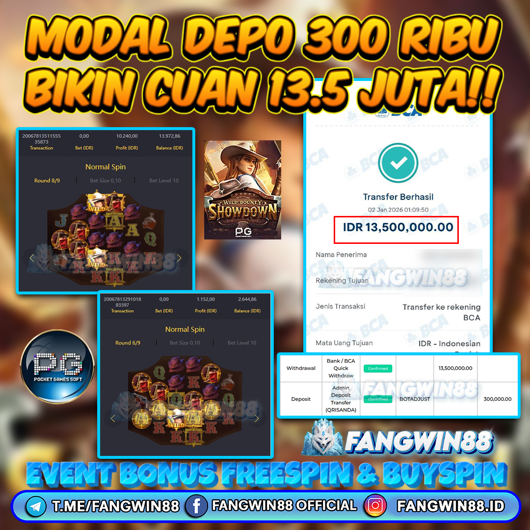 FANGWIN88 JACKPOT SLOT WILD BOUNTY SHOWDOWN RP 13.500.000 ID : GUN***