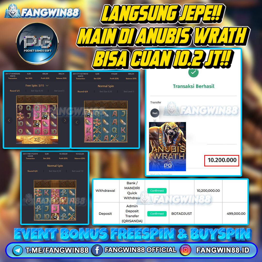 FANGWIN88 JACKPOT SLOT ANUBIS WRATH RP 10.200.000 ID : EVR***